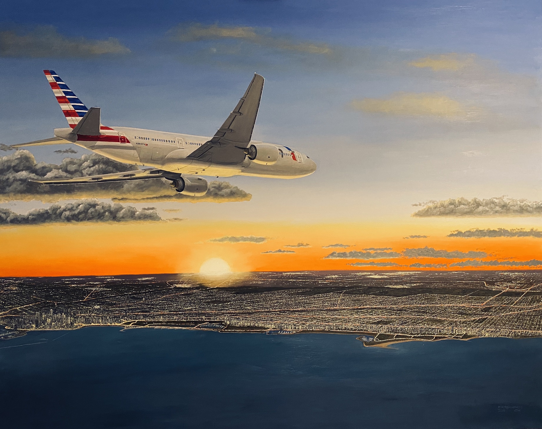 American Airlines 777 Landing at O'Hare