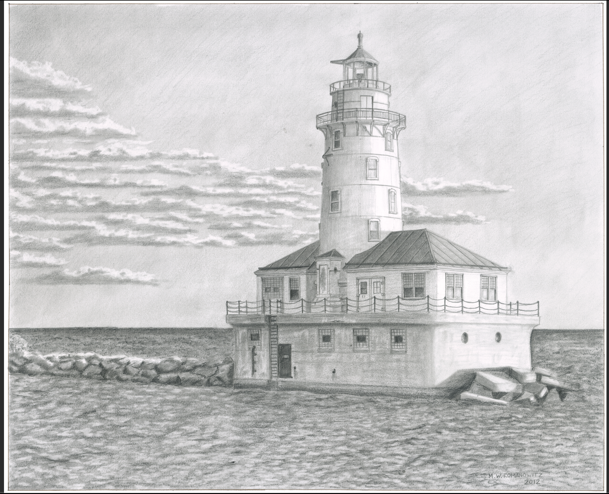 Chicago Harbor Light Drawing